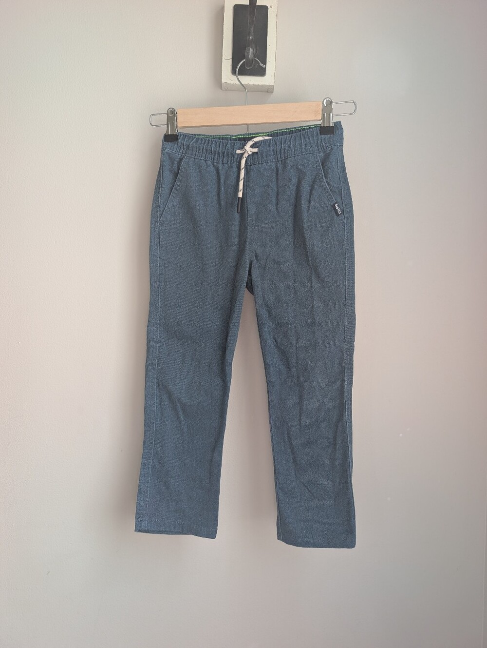 Boys Nautica Dress Pants Size 5 Dusty Blue Brushed Cotton Drawstring Waist